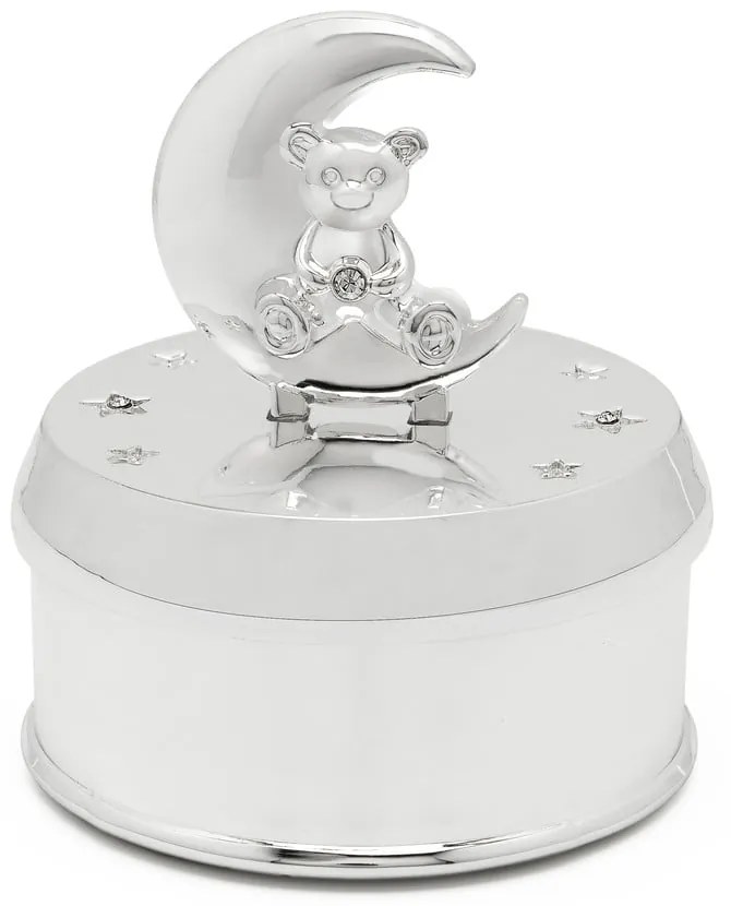 Метална музикална кутия в сребристо ø 7x8 cm Bear and Moon – Zilverstad