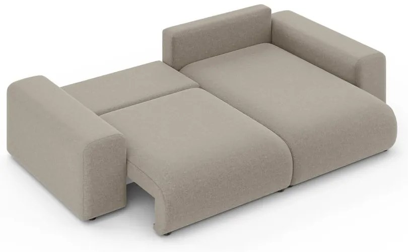 Бежов разтегателен ъглов диван с място за съхранение (променлив) Luma – Ropez