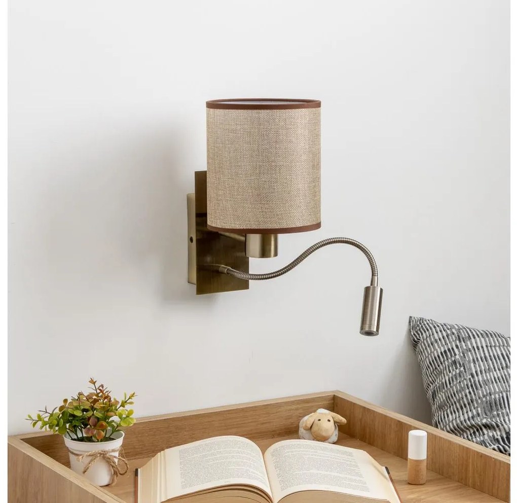 Brilagi - LED Аплик NUBILA 1xE27/25W/230V + LED/3W месинг/кафяв