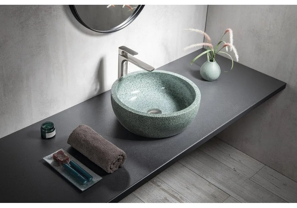 Зелена керамична кръгла мивка ø 42 cm Priori – Sapho