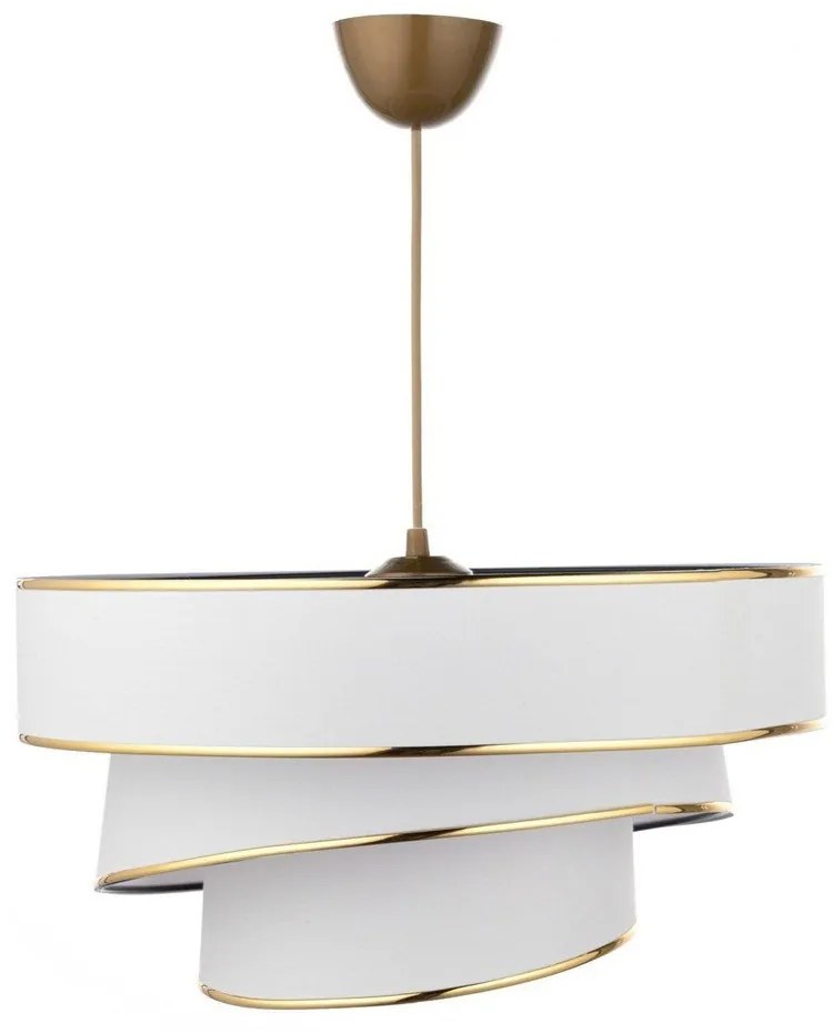 Бяло и златисто висящо осветително тяло с текстилен абажур ø 40 cm Couper – Opviq lights