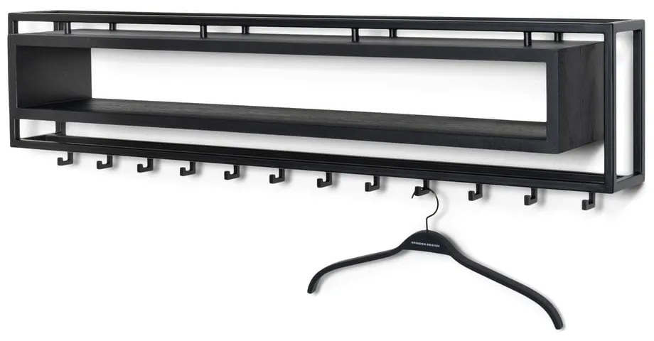 Черна метална стенна закачалка с рафт School - Spinder Design