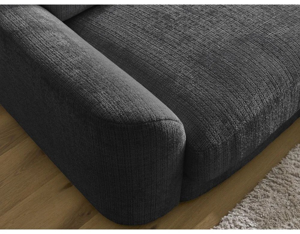 Черен шенилов ъглов диван (десен ъгъл) Leonore – Bobochic Paris