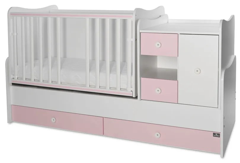 LORELLI Classic Трансформиращо се легло-люлка 190/72 см. MINI MAX БЯЛО/ORCHID PINK