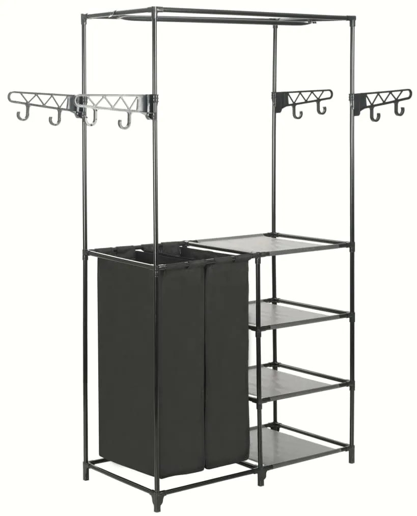 245743 vidaXL Стойка за дрехи, метал и нетъкан текстил, 87x44x158 см, черна