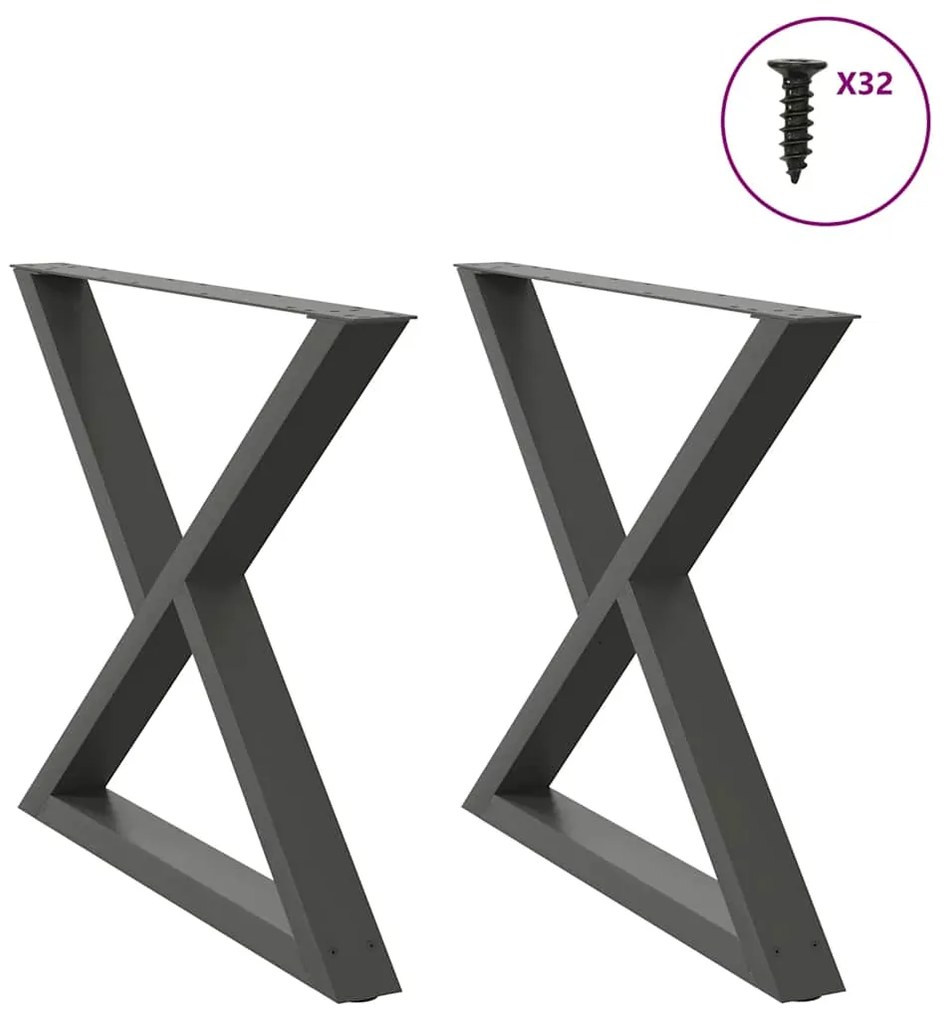 4012734 vidaXL Крака за трапезна маса, 2 бр., антрацит, 90x(72-73,3) см, стомана