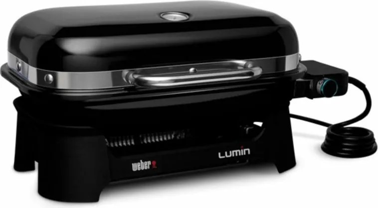 Електрическо барбекю Weber Lumin Compact WB91010979DL, 2200W, 315C MAX, Емайлирани с порцелан чугунени скари, Черен