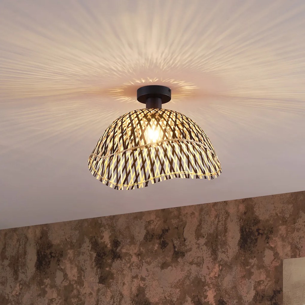 Таванно осветление в стил Арт Деко, черно бамбуково, 40 см - Alka