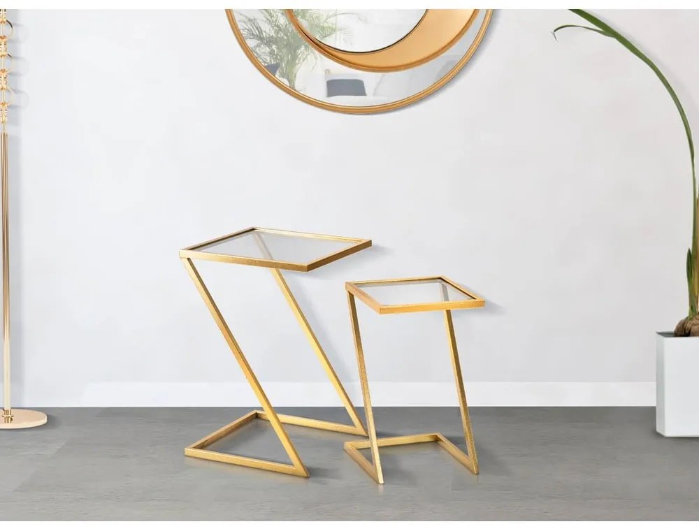 Странични масички в комплект от 2 броя със стъклен плот 40x40 cm Zet - Mauro Ferretti