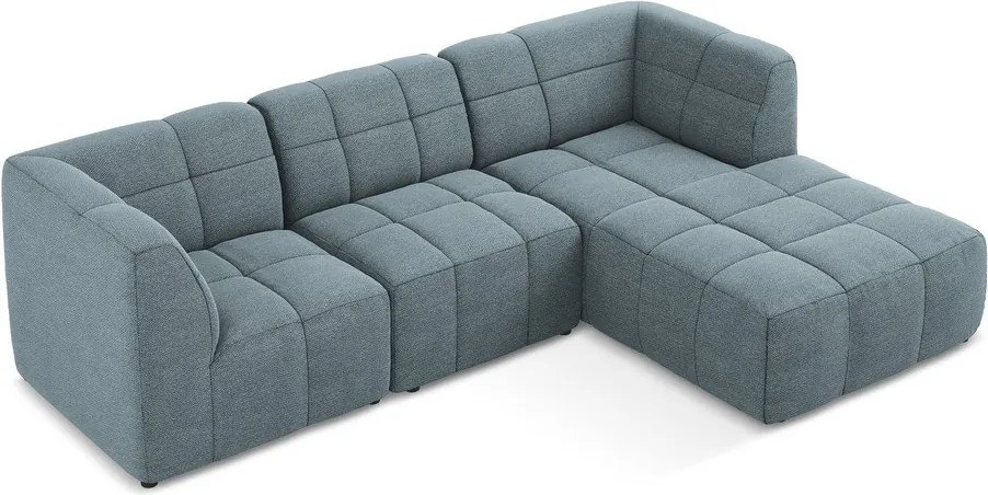 Син ъглов диван от прежда с примки от букле (десен ъгъл) Aloha – Makamii