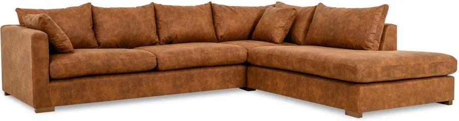 Кафяв ъглов диван от изкуствена кожа (десен ъгъл) Hamburg – Scandic