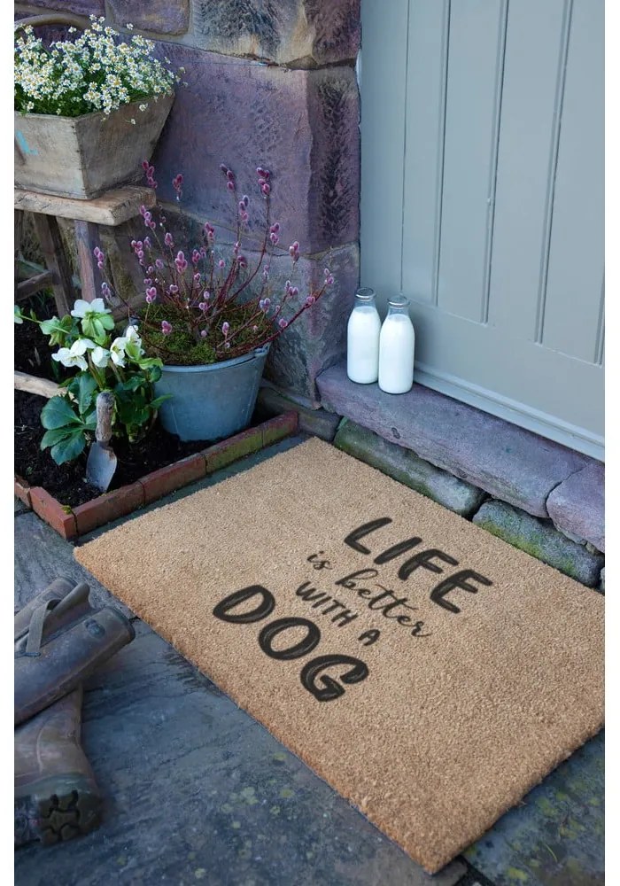 Изтривалка от кокосови влакна 60x90 cm Life Is Better With a Dog – Artsy Doormats