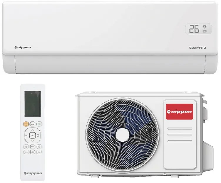 Инверторен климатик Nippon KFR 09 GLORY PRO, 9000 BTU, 18 м2, А+++, Wi-Fi, R-32, Бял