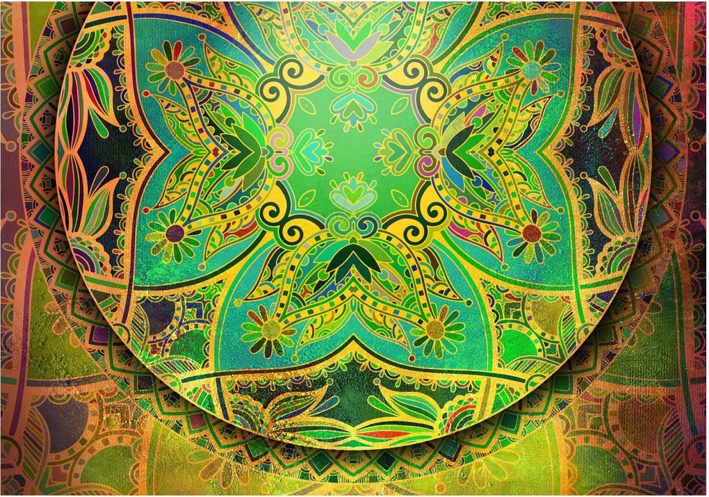 Самозалепващ се фототапет - Mandala: Emerald Fantasy - 245x175