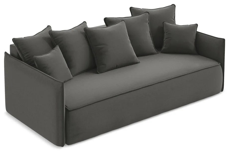 Тъмносив кадифен разтегателен диван с място за съхранение 225 cm Hula – Makamii