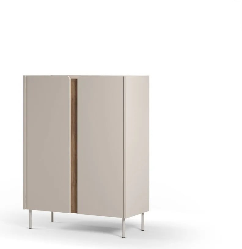 Кремаво-естествено шкафче от декор от дъб 90x120x40 cm Lucile – Marckeric