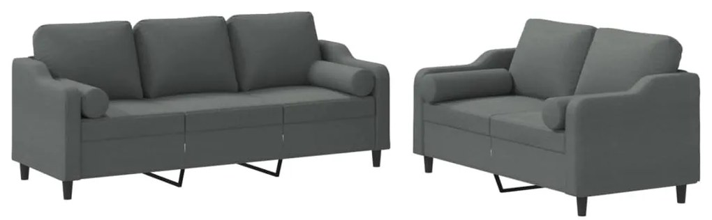 3201851 vidaXL Комплект дивани 2 части с възглавници тъмносив текстил