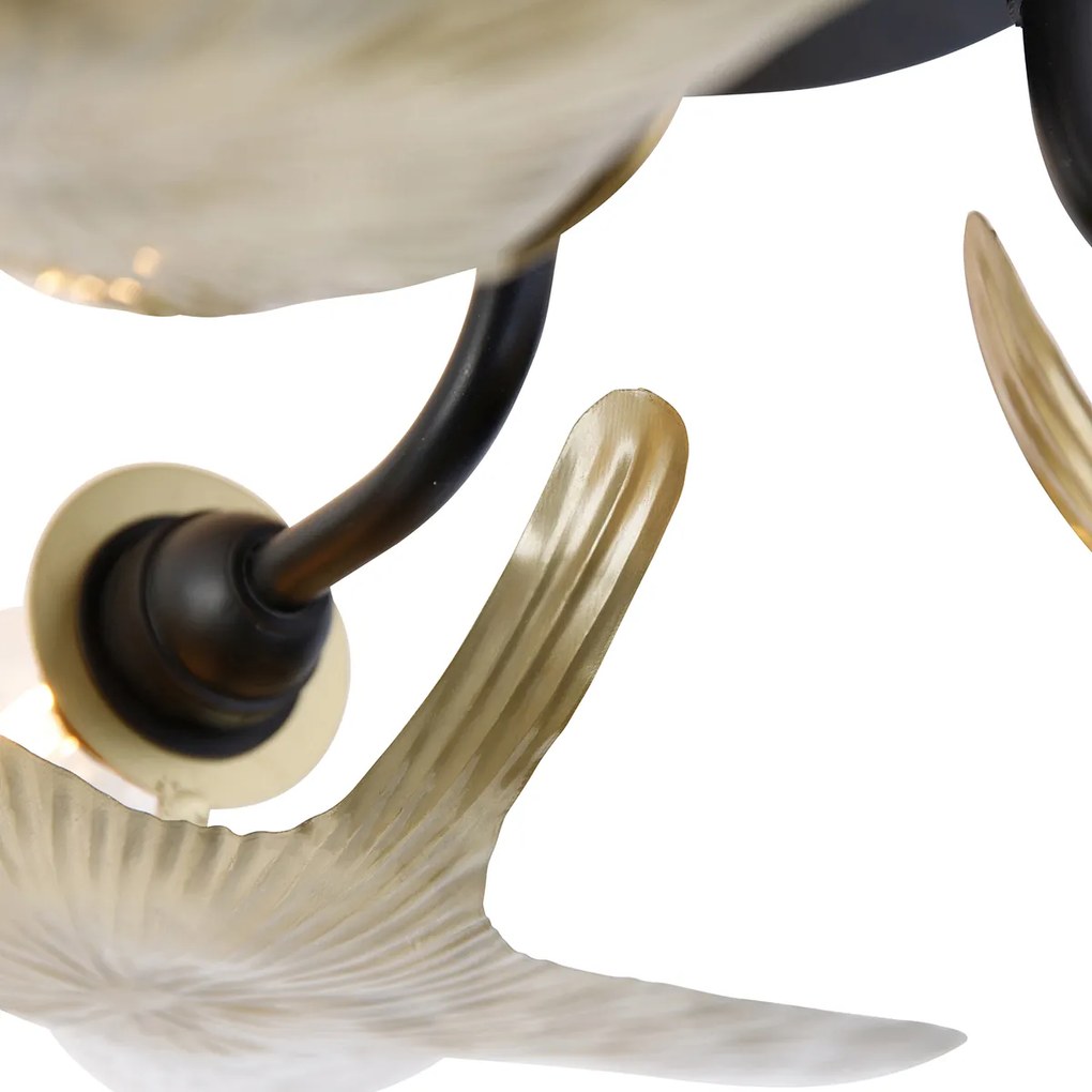 Ориенталски таванен аплик месинг с черен 3-светлина - Louka