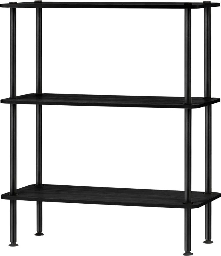 Черен стелаж от декор от дъб 80x90,5x35 cm Teidi – noo.ma