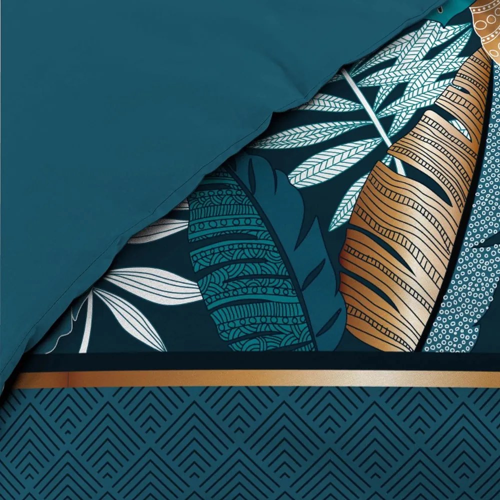 Синьо двойно удължено памучно спално бельо 240x220 cm Alianor – douceur d'intérieur