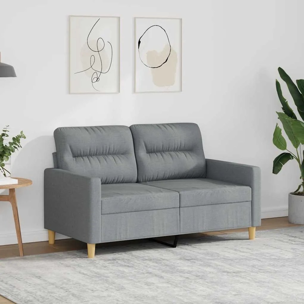 359227 vidaXL 2-местен диван, светлосив, 120 см, плат