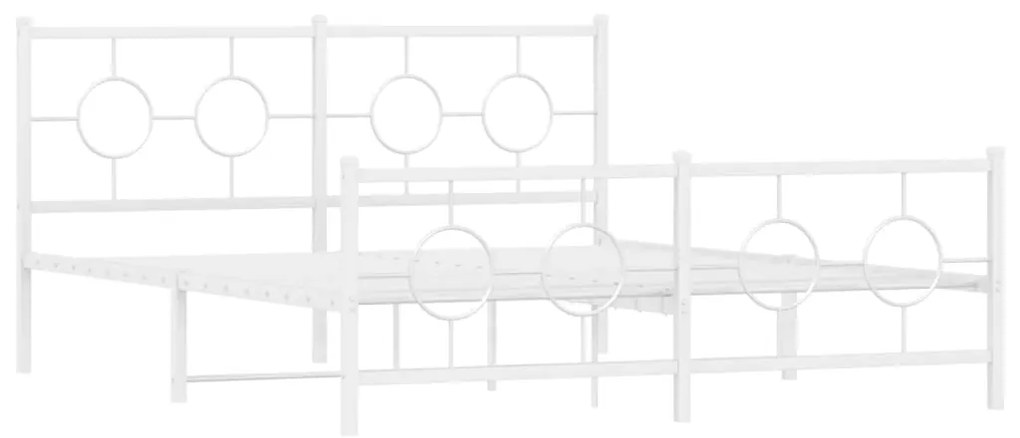 376296 vidaXL Метална рамка за легло с горна и долна табла, бяла, 160x200 см