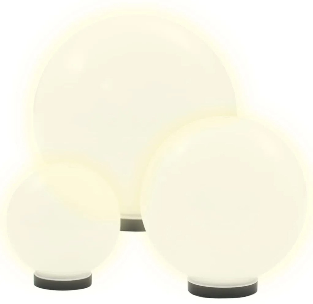 Градински сфери за LED лампи, 3 бр, 20/30/40 см, PMMA