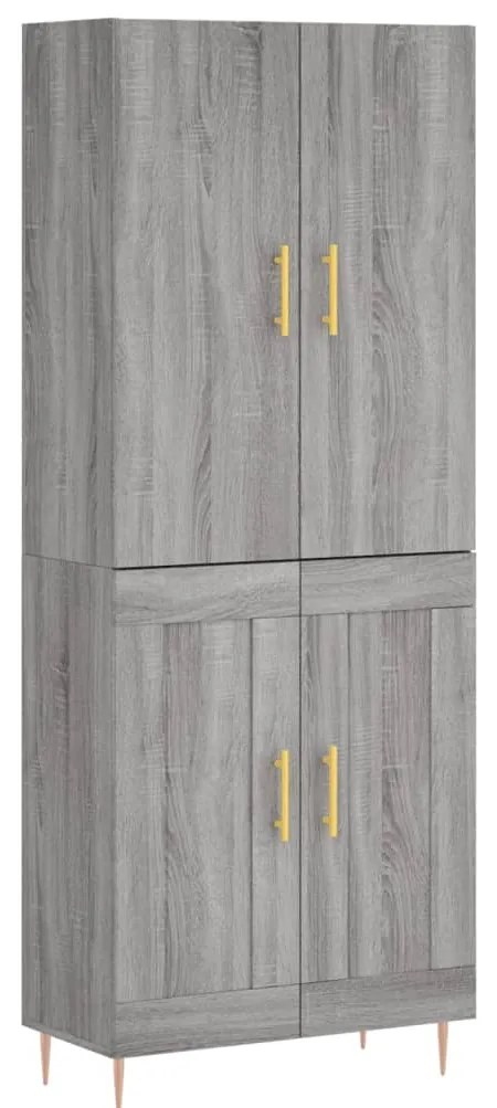 3195785 vidaXL Висок шкаф, сив сонома, 69,5x34x180 см, инженерно дърво