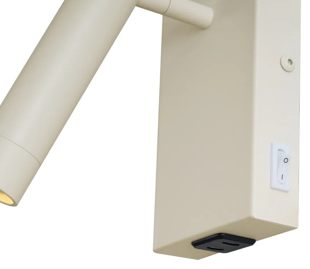 Модерна стенна лампа бежова регулируема с USB-C - Croft