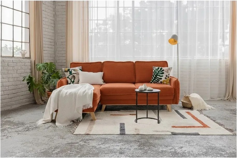 Променлив оранжев велурен разтегателен диван Tori - Bonami Selection