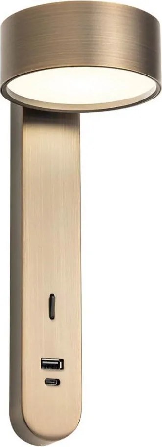 Redo 01-4642 - Стенно LED осветително тяло SADES LED/6W/230V CRI 90 USB бронзово