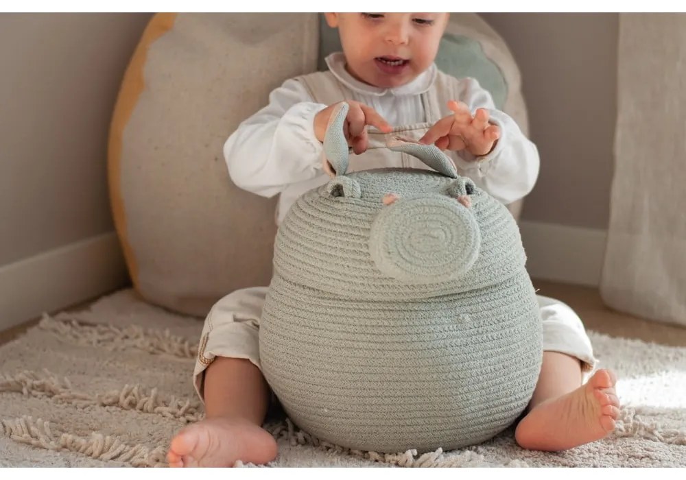 Светлосива текстилна детска кошница за играчки ø 25x30 cm Henry the Hippo – Lorena Canals
