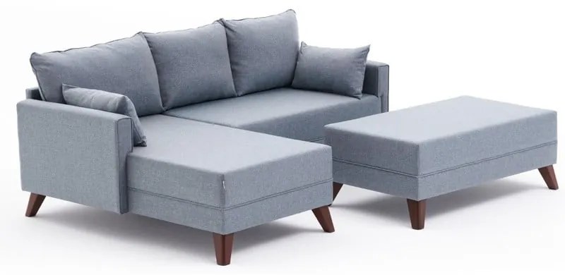 Светлосин ъглов разтегателен диван (ляв ъгъл) Bella – Balcab Home