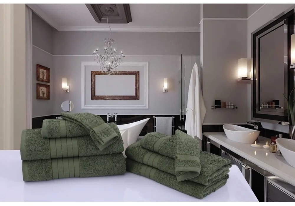 Тъмнозелени памучни хавлиени кърпи в комплект 2 бр. от тери 70x140 cm – Good Morning