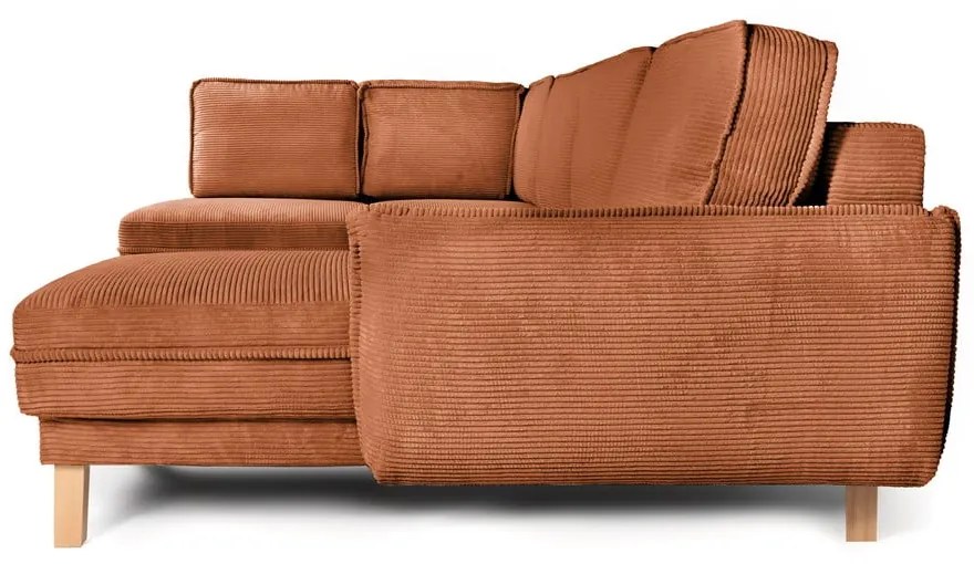 Оранжев сгъваем ъглов диван от рипсено кадифе (ляв ъгъл/"U" форма) Tori – Bonami Selection