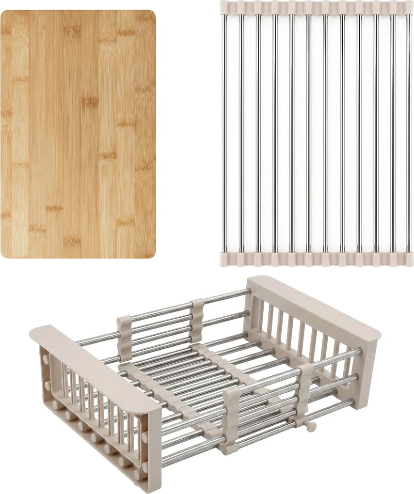 Virtuvinės plautuvės priedų rinkinys 3 dalių REA Beige