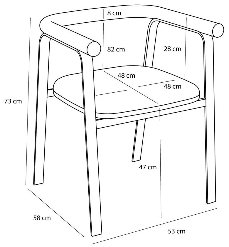 Сиви тапицирани трапезни столове в комплект с подлакътници 2 бр. Ecto – Hübsch
