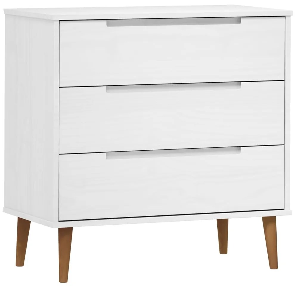 350505 vidaXL Шкаф с чекмеджета MOLDE, бял, 80x40x80 см, борово дърво масив