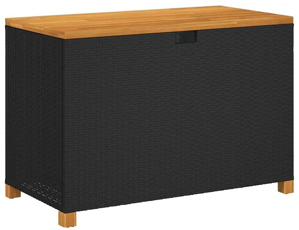 366285 vidaXL Градинска кутия за съхранение черна 110x55x63см PE ратан акация