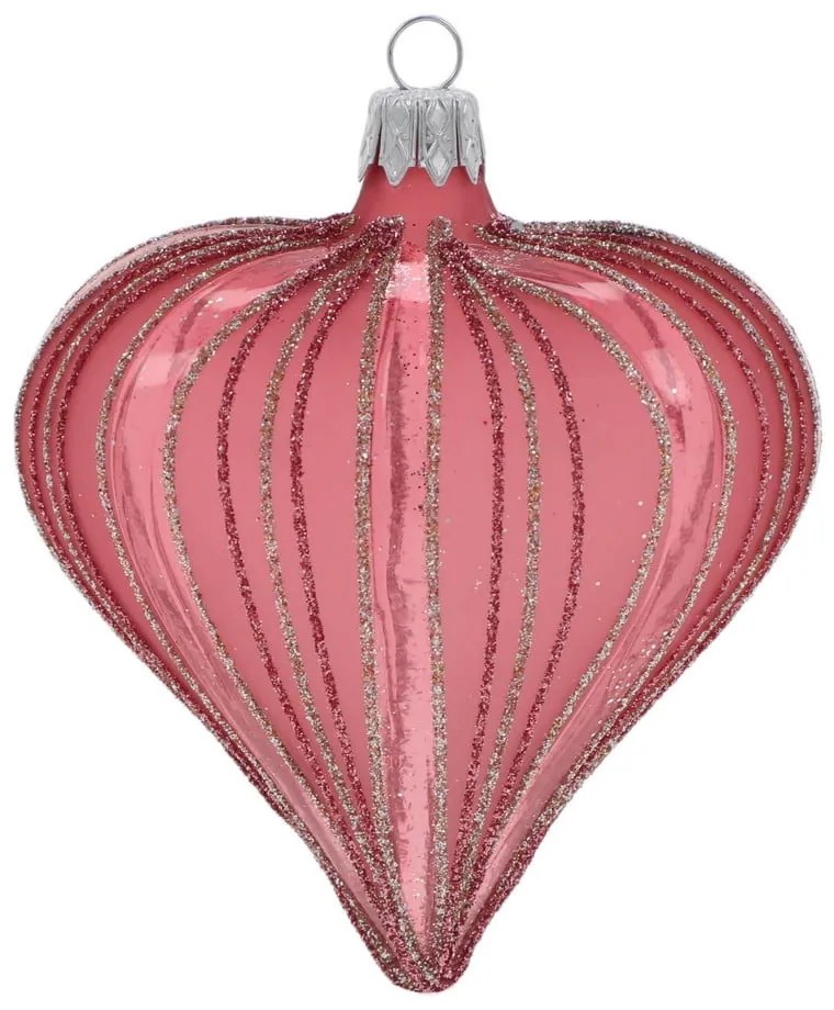 Стъклени ръчно издухани Коледни украси в комплект 3 бр. 9 cm Heart – Ego Dekor