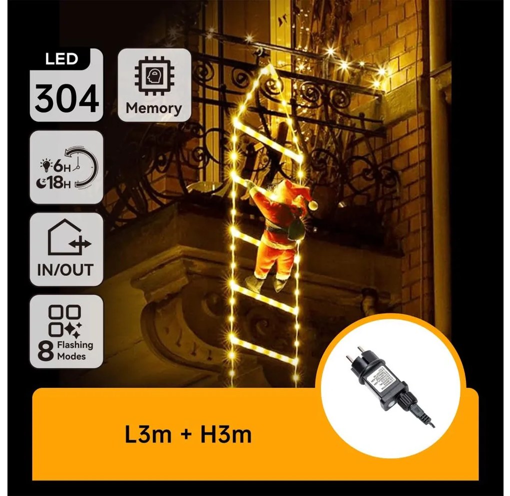 Aigostar - LED външна коледна украса 304xLED/3,6W/230V/8 функции 3m IP44 топла бяла