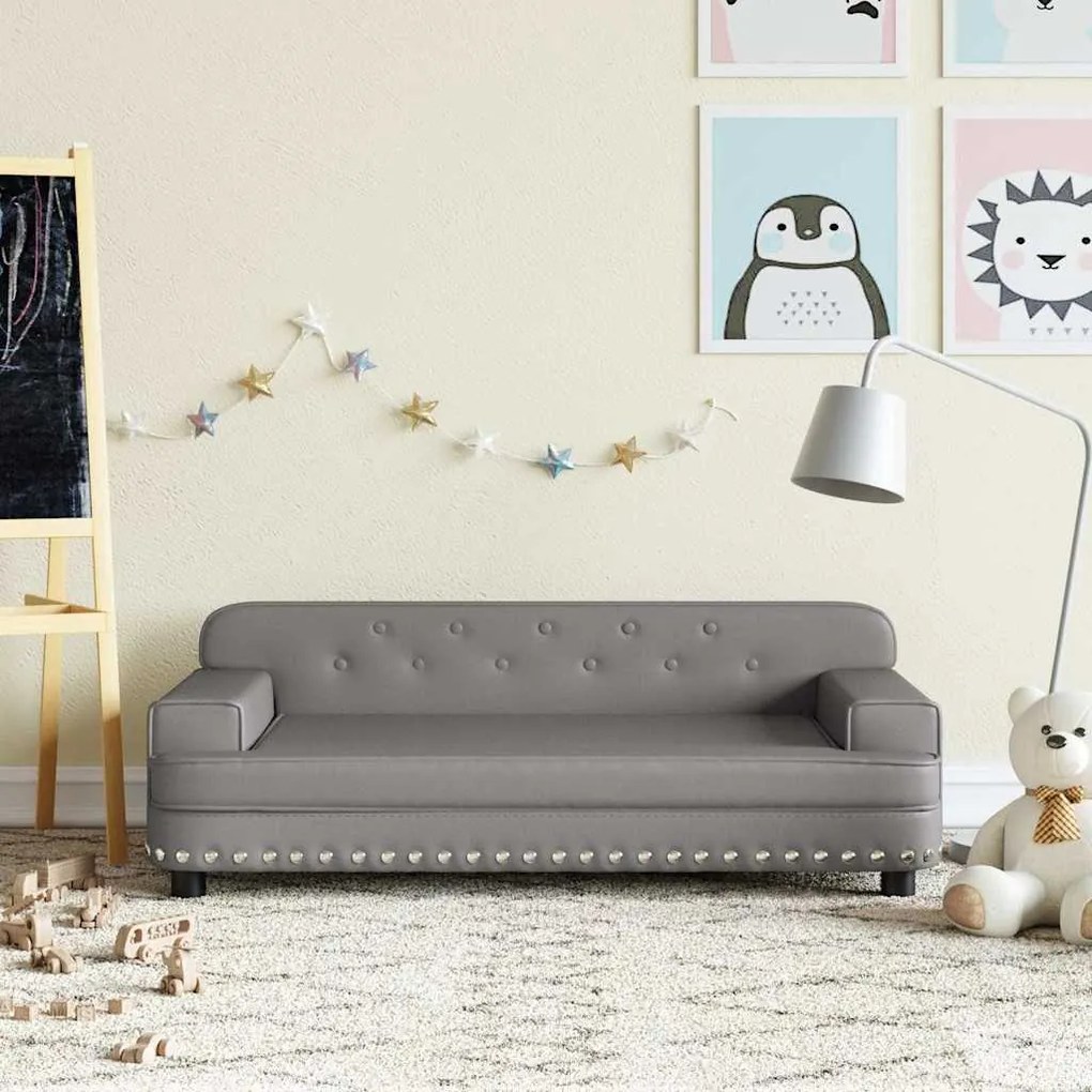 3196290 vidaXL Детски диван сив 90x53x30 см изкуствена кожа