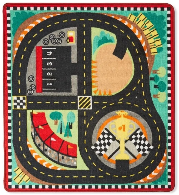 Melissa &amp; Doug - Килимче за игра с дървени коли - Състезание