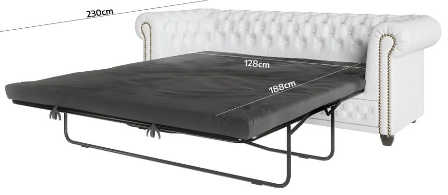 Бял разтегателен диван в имитация на кожа 203 cm York - Ropez