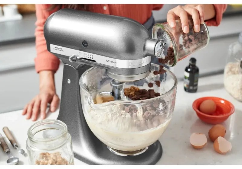 Планетарен миксер Artisan Elegance KitchenAid 5KSM185PSEMS, 300W, 4.8 л, Direct drive, 10 скорости, Инокс