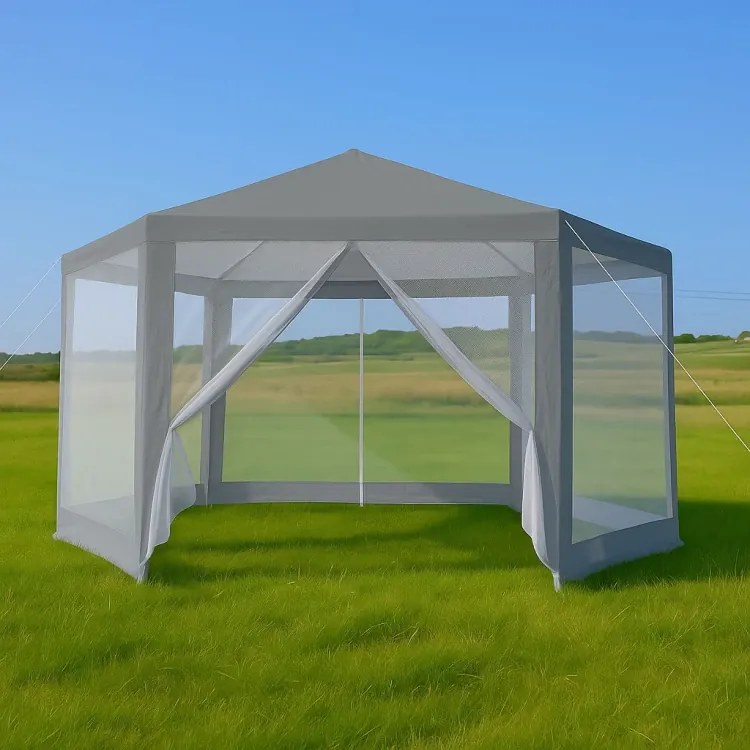 Градинска беседка с мрежа против комари 2 x 2 м Бял
