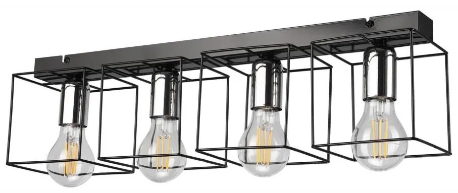 Плафон MIKA 4xE27/60W/230V 61 см черен/хром