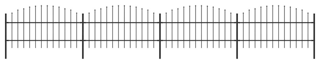 Sonata Градинска ограда с пики, стомана, (0,75-1)x6,8 м, черна