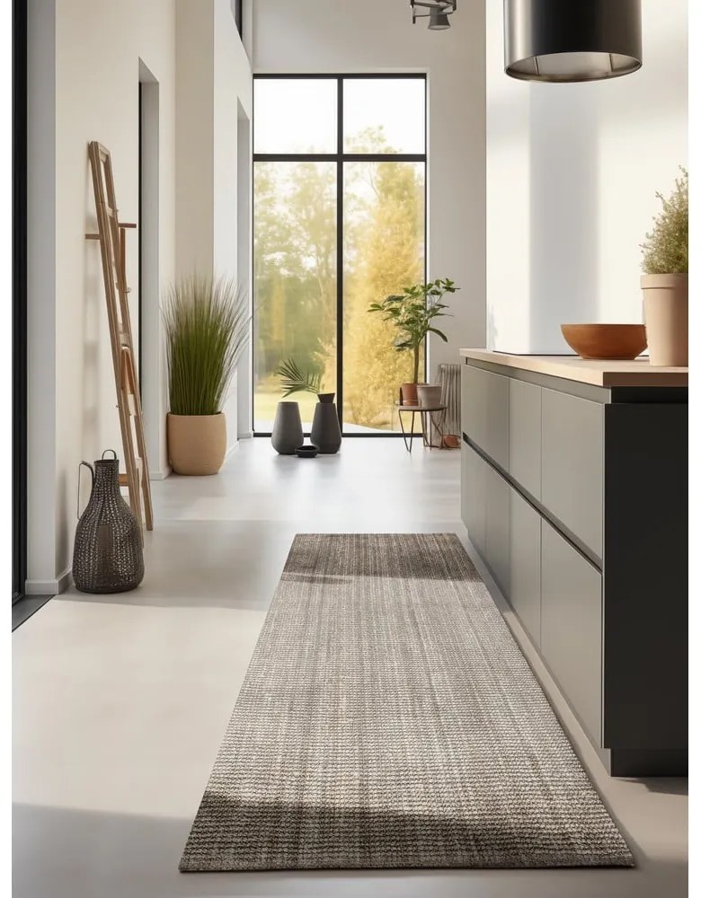 Кафяво-сива ютена пътека 80x200 cm Bouclé – Hanse Home