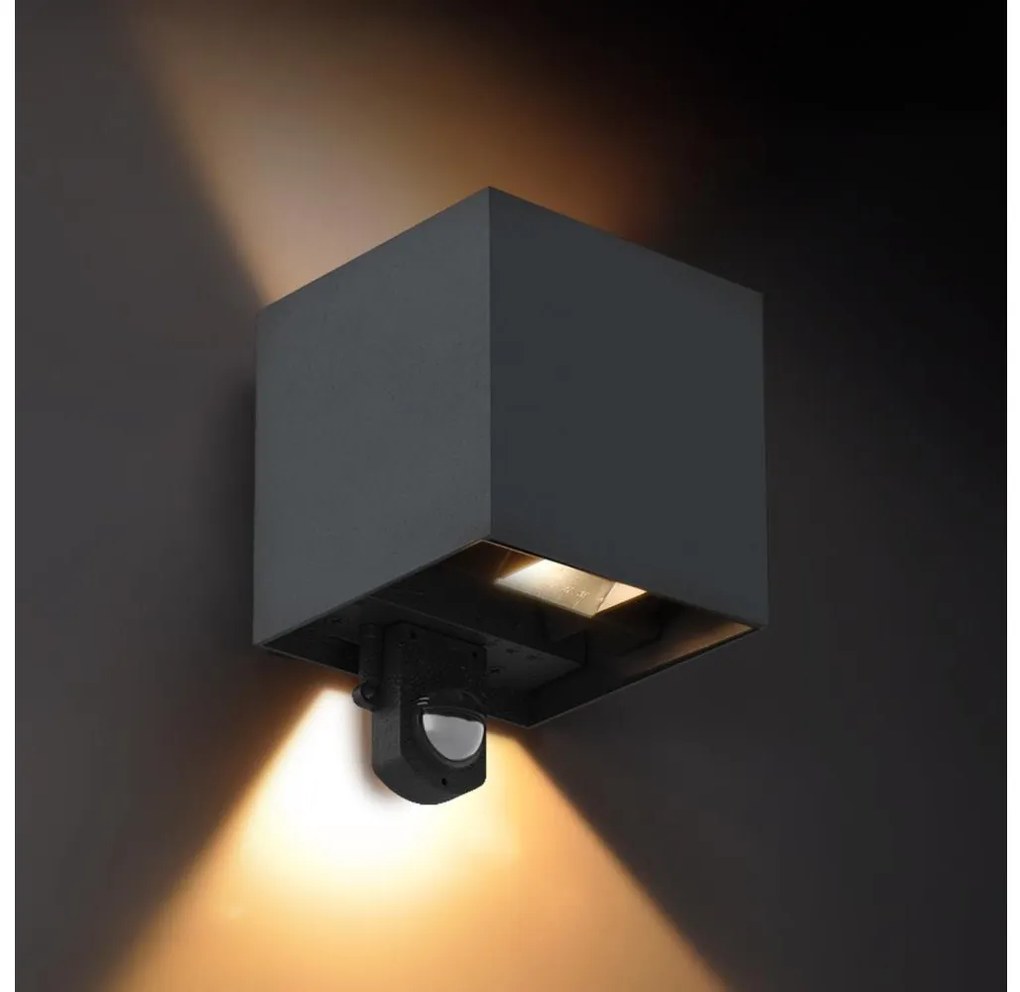 Brilagi - LED външно стенно осветително тяло с сензор CUBE LED/6W/230V антрацит